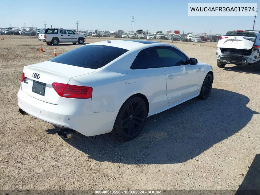 2016 Audi S5 3.0T Premium Plus VIN: WAUC4AFR3GA017874 Lot: 40513598