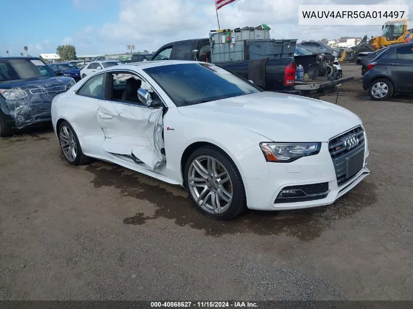 2016 Audi S5 3.0T Premium Plus VIN: WAUV4AFR5GA014497 Lot: 40868627