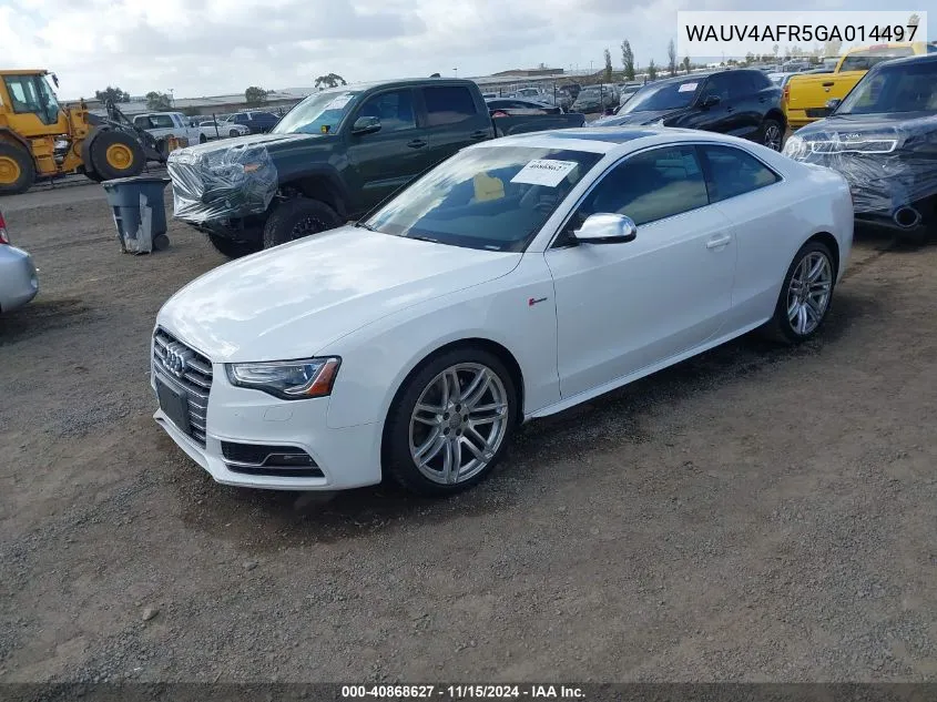 2016 Audi S5 3.0T Premium Plus VIN: WAUV4AFR5GA014497 Lot: 40868627