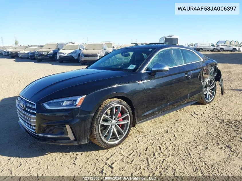 2018 Audi S5 VIN: WAUR4AF58JA006397 Lot: 12112503