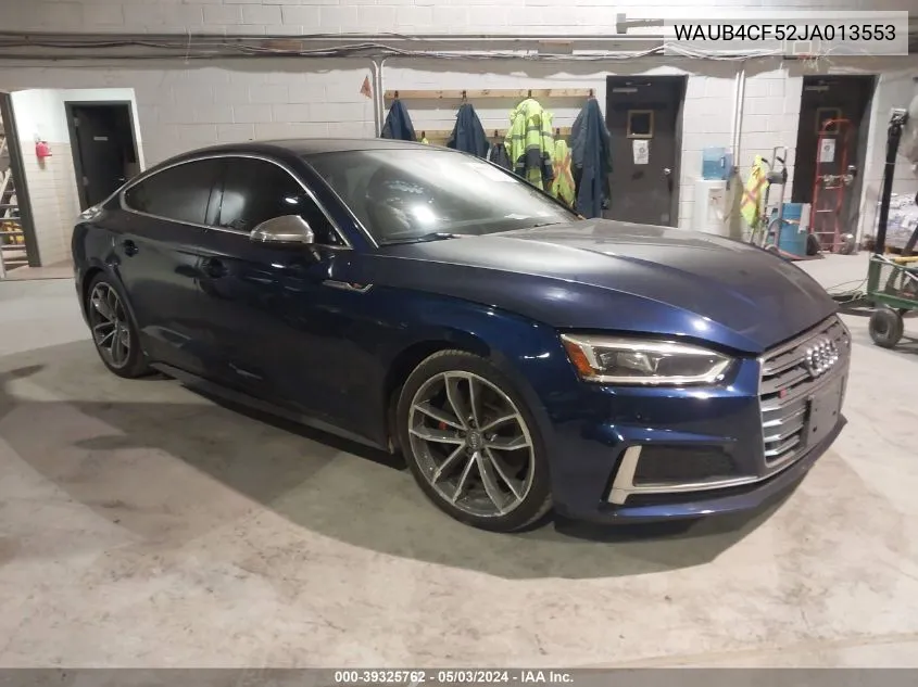 2018 Audi S5 3.0T Premium Plus VIN: WAUB4CF52JA013553 Lot: 39325762