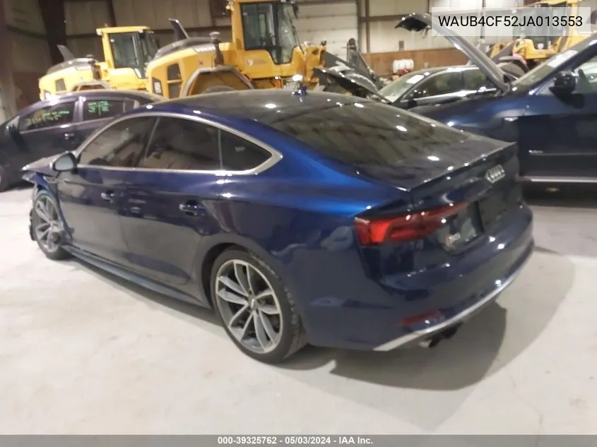 2018 Audi S5 3.0T Premium Plus VIN: WAUB4CF52JA013553 Lot: 39325762