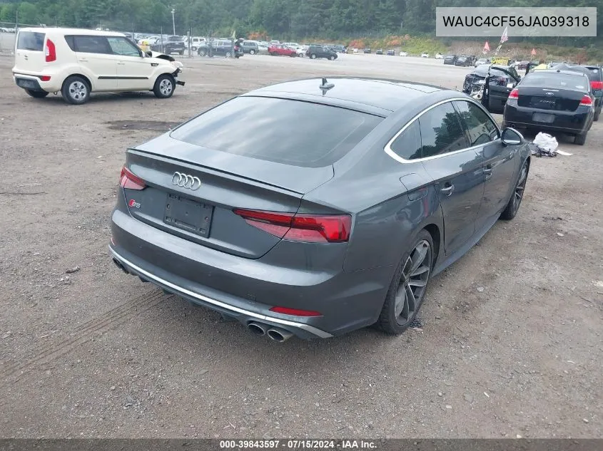 2018 Audi S5 3.0T Premium Plus VIN: WAUC4CF56JA039318 Lot: 39843597