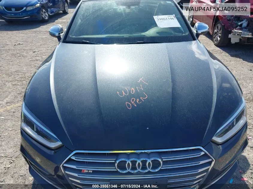 2018 Audi S5 3.0T Premium Plus VIN: WAUP4AF5XJA095252 Lot: 39861346