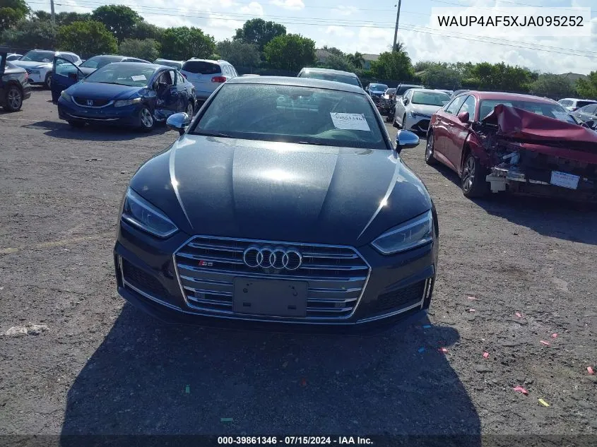 2018 Audi S5 3.0T Premium Plus VIN: WAUP4AF5XJA095252 Lot: 39861346