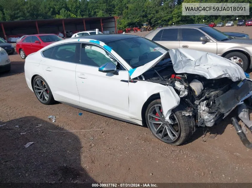 2018 Audi S5 3.0T Premium Plus VIN: WAUC4CF59JA018091 Lot: 39937762