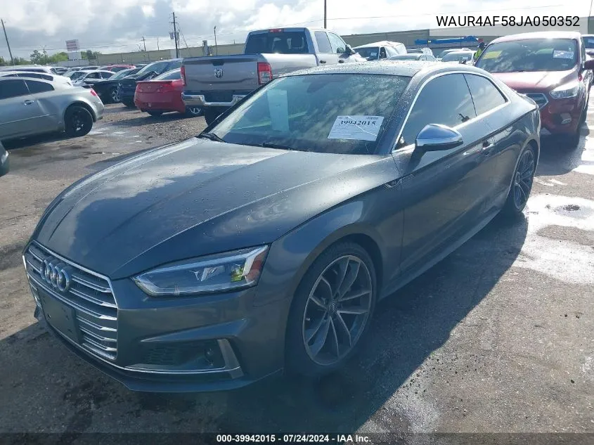 2018 Audi S5 3.0T Premium Plus VIN: WAUR4AF58JA050352 Lot: 39942015