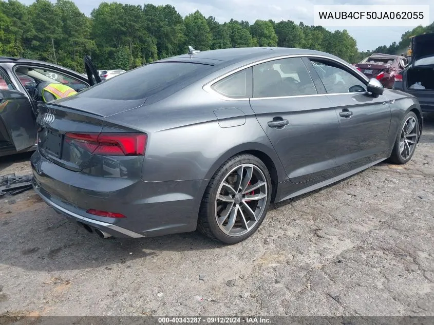 2018 Audi S5 3.0T Premium Plus VIN: WAUB4CF50JA062055 Lot: 40343287