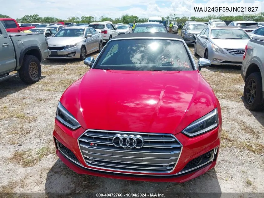 2018 Audi S5 3.0T Premium Plus VIN: WAU24GF59JN021827 Lot: 40472766