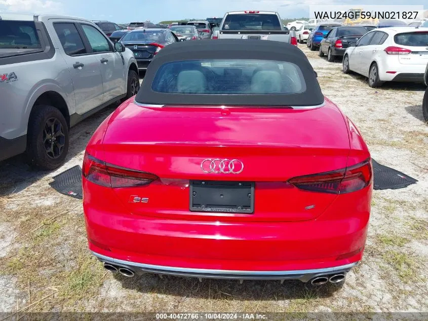 2018 Audi S5 3.0T Premium Plus VIN: WAU24GF59JN021827 Lot: 40472766