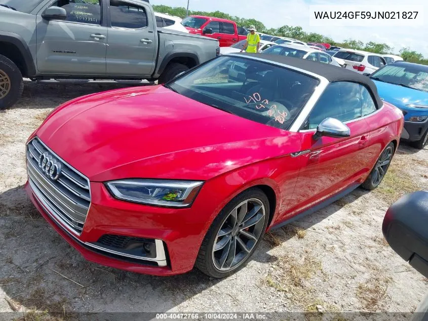 2018 Audi S5 3.0T Premium Plus VIN: WAU24GF59JN021827 Lot: 40472766