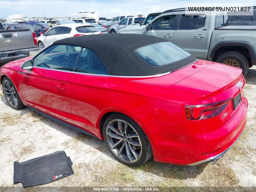 2018 Audi S5 3.0T Premium Plus VIN: WAU24GF59JN021827 Lot: 40472766