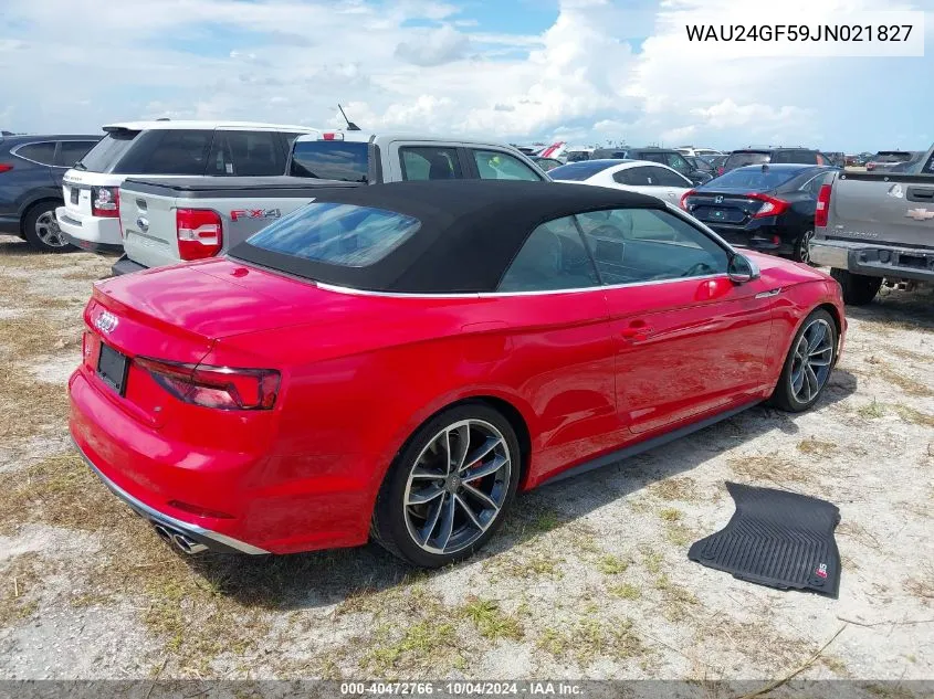 2018 Audi S5 3.0T Premium Plus VIN: WAU24GF59JN021827 Lot: 40472766