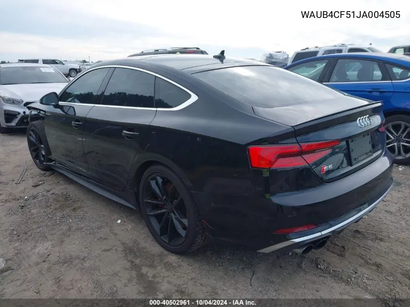 WAUB4CF51JA004505 2018 Audi S5 3.0T Premium Plus