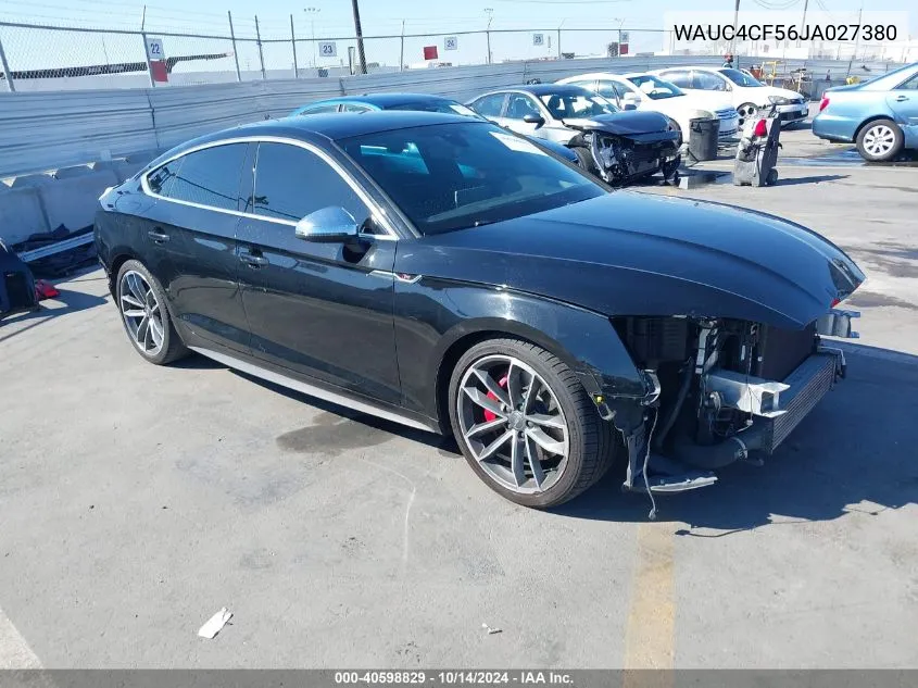 2018 Audi S5 3.0T Premium Plus VIN: WAUC4CF56JA027380 Lot: 40598829