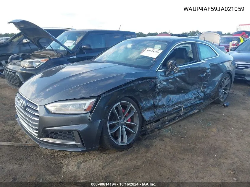 2018 Audi S5 3.0T Premium Plus VIN: WAUP4AF59JA021059 Lot: 40614194