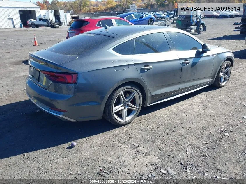 2018 Audi S5 3.0T Premium Plus VIN: WAUB4CF53JA096314 Lot: 40689636