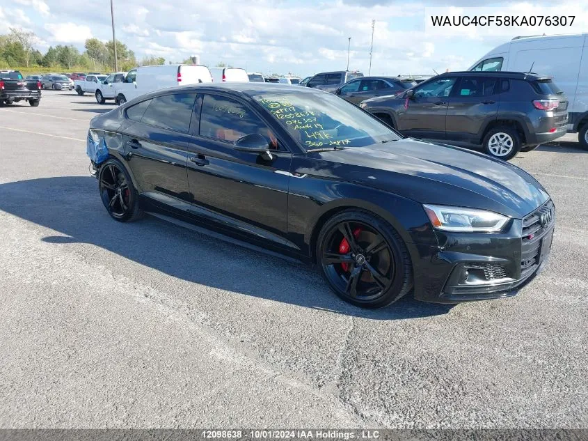 2019 Audi S5 Sportback VIN: WAUC4CF58KA076307 Lot: 12098638