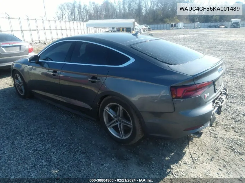 2019 Audi S5 3.0T Premium VIN: WAUC4CF56KA001489 Lot: 38804903