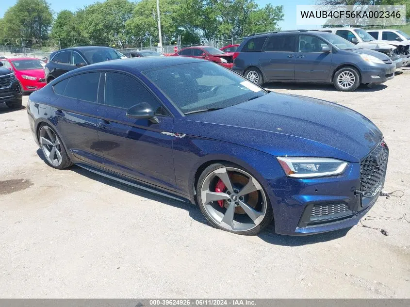 2019 Audi S5 3.0T Premium VIN: WAUB4CF56KA002346 Lot: 39624926