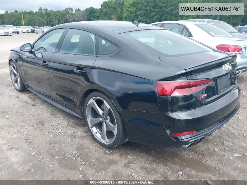 2019 Audi S5 3.0T Premium VIN: WAUB4CF51KA069761 Lot: 40396015