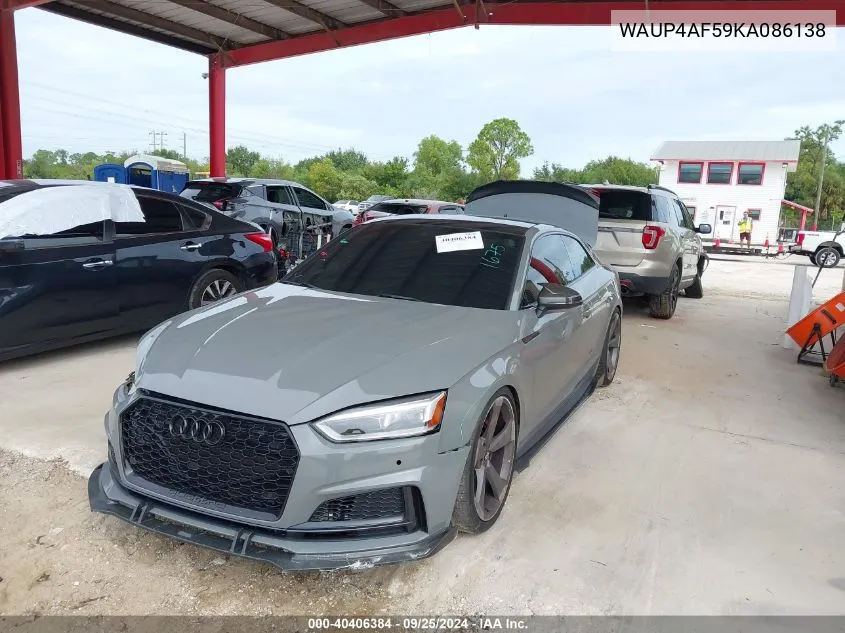 2019 Audi S5 3.0T Premium VIN: WAUP4AF59KA086138 Lot: 40406384