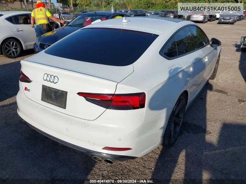 2019 Audi S5 3.0T Premium VIN: WAUB4CF51KA015005 Lot: 40474970