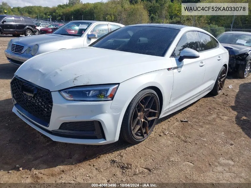 2019 Audi S5 3.0T Premium VIN: WAUC4CF52KA033078 Lot: 40513496