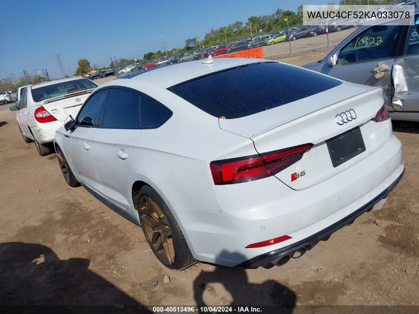 WAUC4CF52KA033078 2019 Audi S5 3.0T Premium