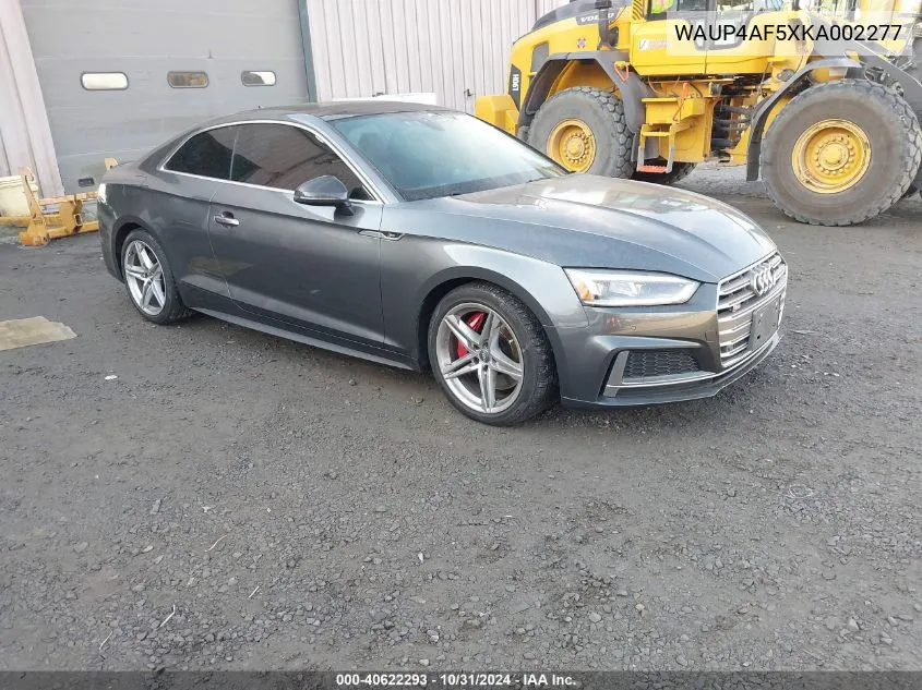 2019 Audi S5 3.0T Premium VIN: WAUP4AF5XKA002277 Lot: 40622293