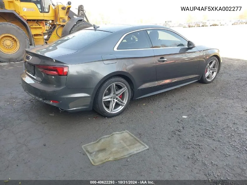 2019 Audi S5 3.0T Premium VIN: WAUP4AF5XKA002277 Lot: 40622293