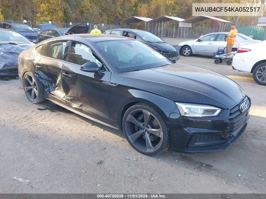 2019 Audi S5 3.0T Premium VIN: WAUB4CF54KA052517 Lot: 40758539