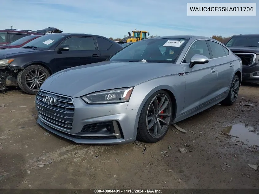 2019 Audi S5 3.0T Premium VIN: WAUC4CF55KA011706 Lot: 40804401