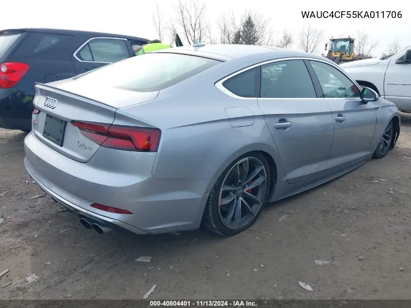 2019 Audi S5 3.0T Premium VIN: WAUC4CF55KA011706 Lot: 40804401