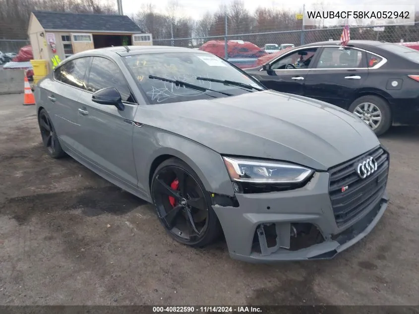 2019 Audi S5 3.0T Premium VIN: WAUB4CF58KA052942 Lot: 40822590