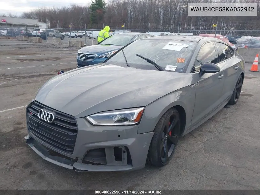 2019 Audi S5 3.0T Premium VIN: WAUB4CF58KA052942 Lot: 40822590