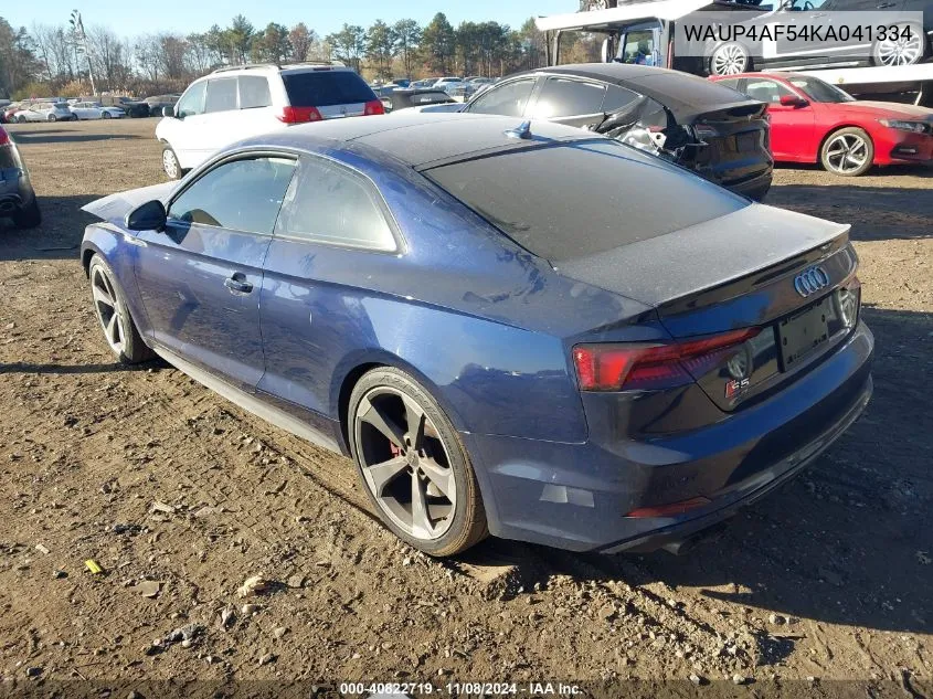 2019 Audi S5 3.0T Premium VIN: WAUP4AF54KA041334 Lot: 40822719