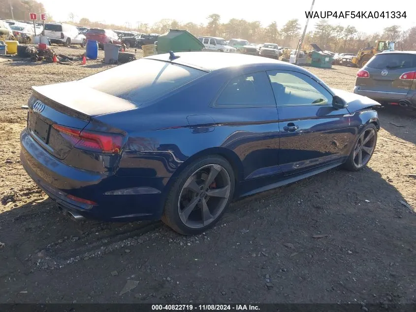 2019 Audi S5 3.0T Premium VIN: WAUP4AF54KA041334 Lot: 40822719