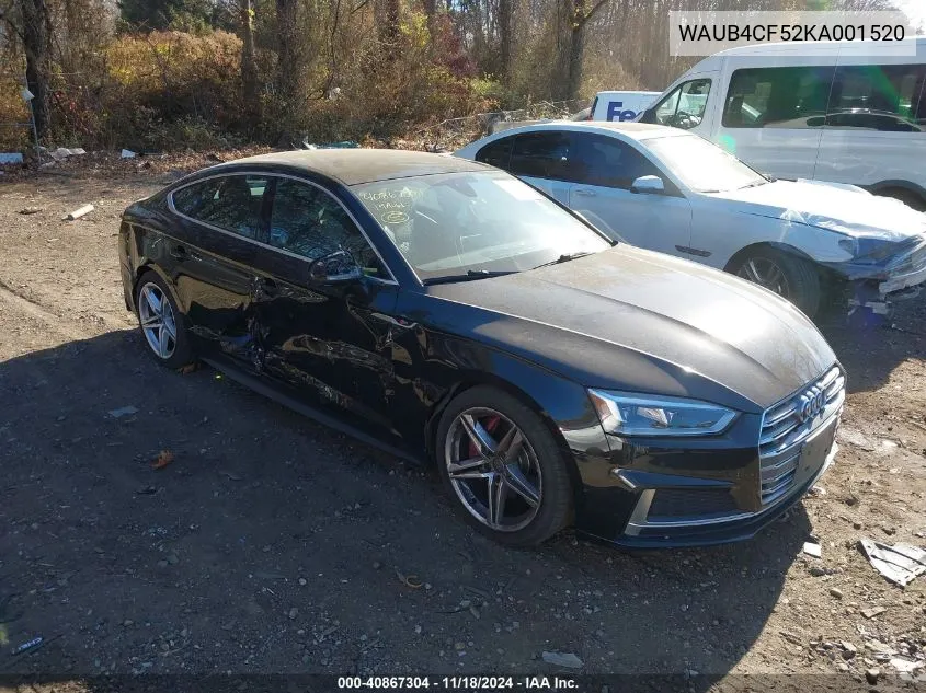 2019 Audi S5 Premium Plus VIN: WAUB4CF52KA001520 Lot: 40867304