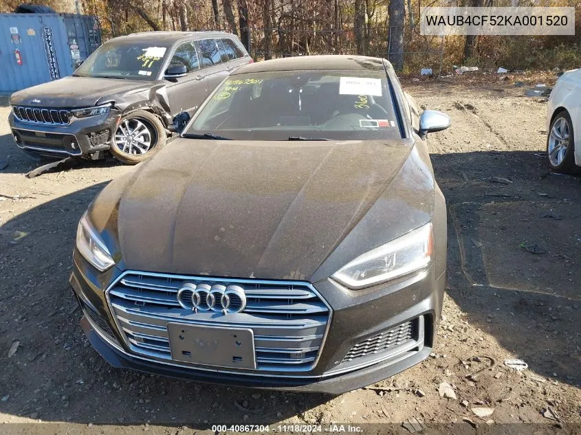 2019 Audi S5 Premium Plus VIN: WAUB4CF52KA001520 Lot: 40867304