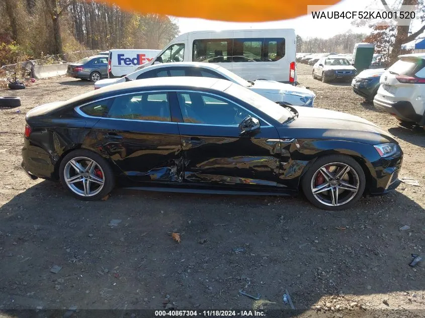 2019 Audi S5 Premium Plus VIN: WAUB4CF52KA001520 Lot: 40867304