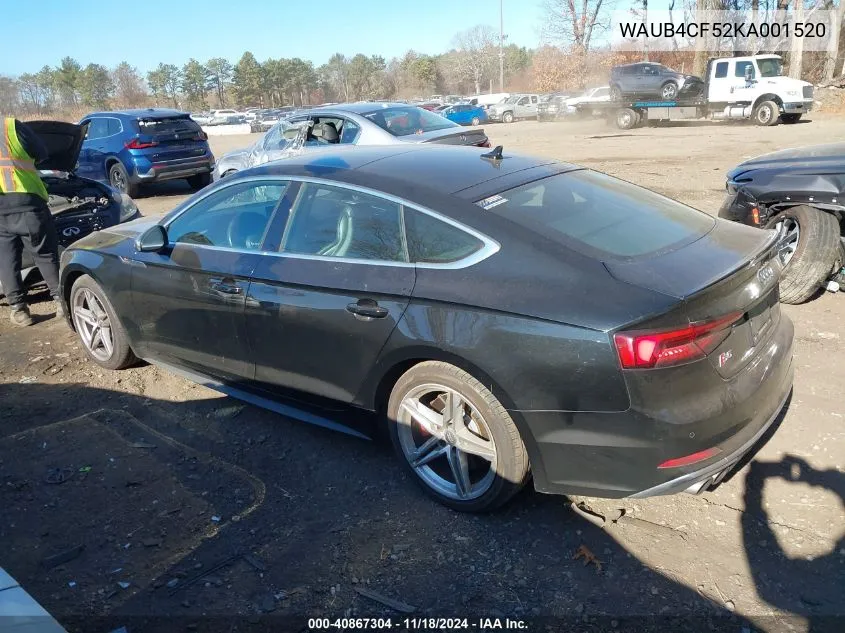 2019 Audi S5 Premium Plus VIN: WAUB4CF52KA001520 Lot: 40867304