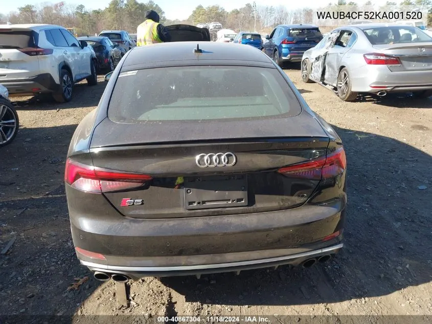 2019 Audi S5 Premium Plus VIN: WAUB4CF52KA001520 Lot: 40867304