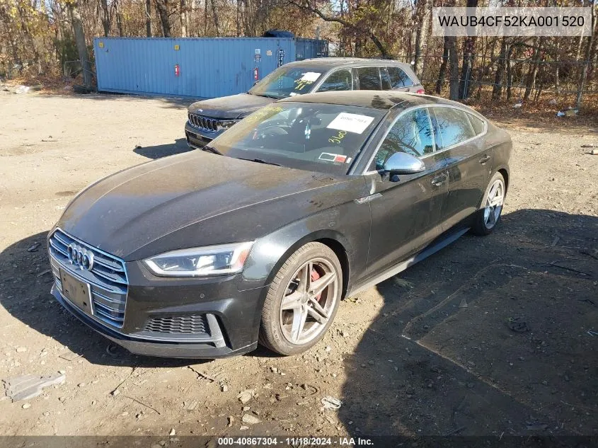 2019 Audi S5 Premium Plus VIN: WAUB4CF52KA001520 Lot: 40867304