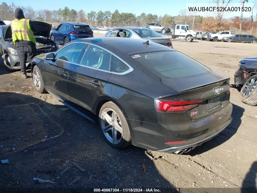 2019 Audi S5 Premium Plus VIN: WAUB4CF52KA001520 Lot: 40867304