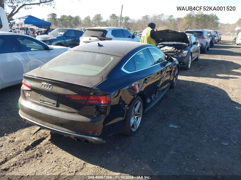 2019 Audi S5 Premium Plus VIN: WAUB4CF52KA001520 Lot: 40867304