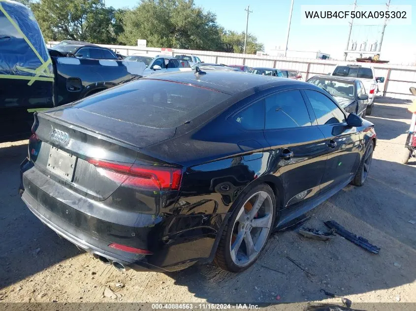 2019 Audi S5 3.0T Premium VIN: WAUB4CF50KA095302 Lot: 40884563