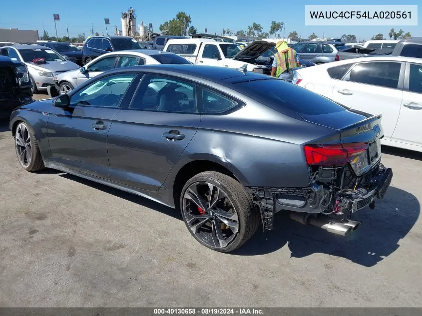 2020 Audi S5 Sportback Premium Plus Tfsi Quattro Tiptronic VIN: WAUC4CF54LA020561 Lot: 40130658