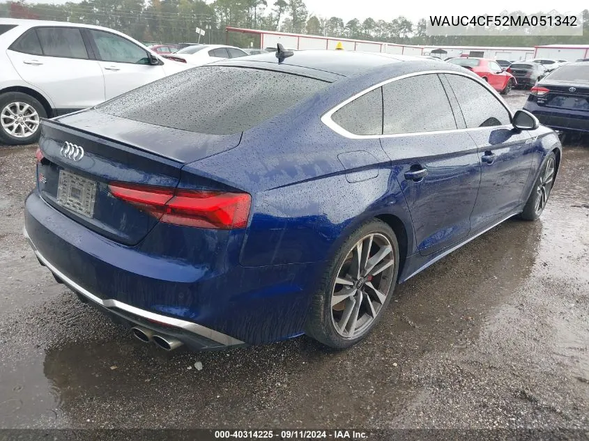 WAUC4CF52MA051342 2021 Audi S5 Premium Plus