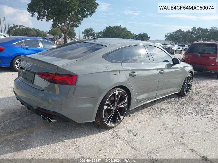 2021 Audi S5 Sportback Prestige Tfsi Quattro Tiptronic VIN: WAUB4CF54MA050074 Lot: 40452867